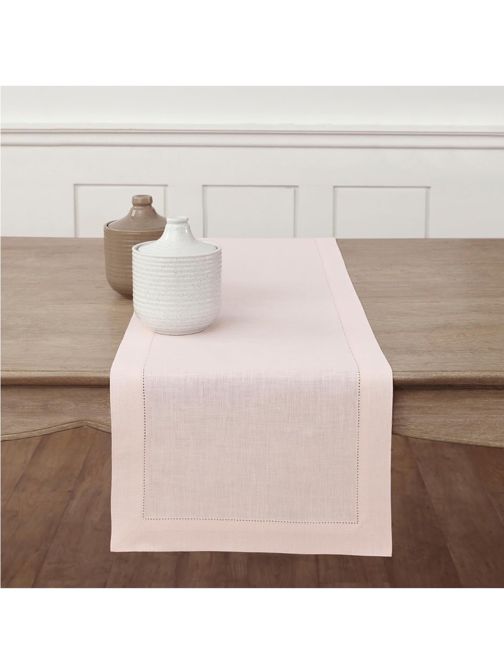 NEW Solino Home 100% Linen Pink Table Runner 14”x90” Hemstitch